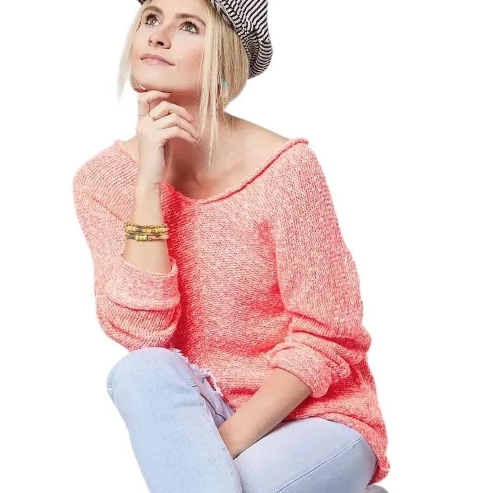 NWOT Free People bright lights hot pink oversized sweater size medium
